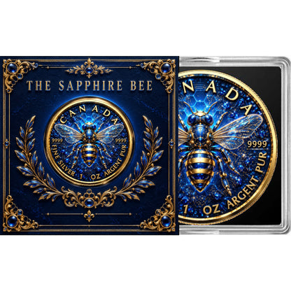 2026 Canada Maple Leaf Sapphire Bee Edition 1 oz Silver Coin