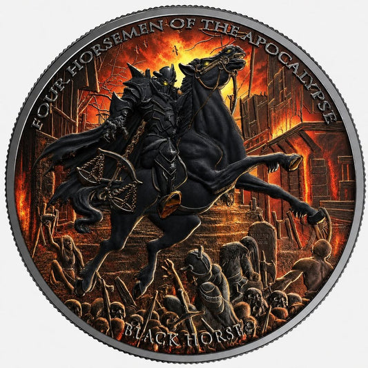 2026 Carpathian Four Horsemen of the Apocalypse - Black Horse Colorized 1 oz Silver Coin