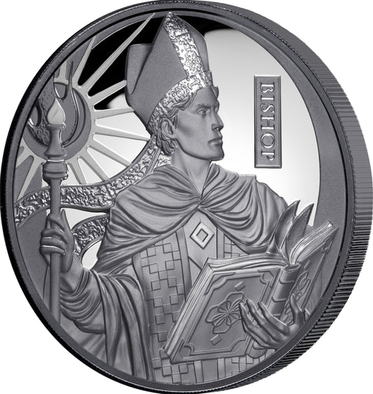 2027 Niue Chess Bishop Black Proof 1 oz Silver Coin