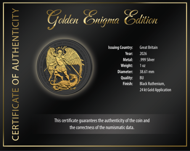 2026 Great Britain Angel Golden Enigma Edition 1 oz Silver Coin
