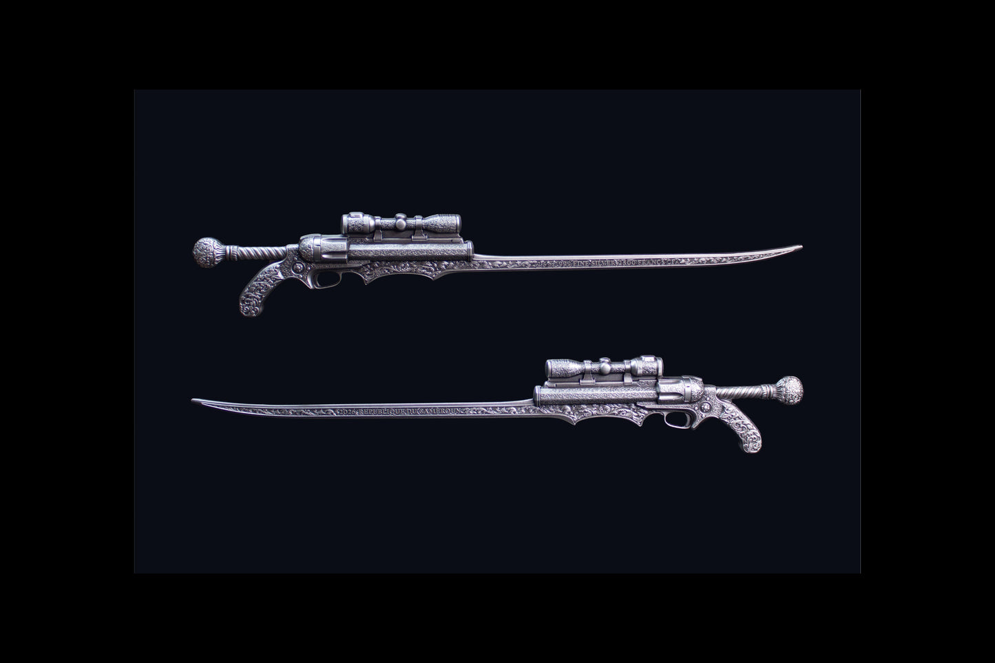 Estimate: 2026 Cameroon Steampunk Gunblade Shaped 2.5 oz Silver Coin (07/10)