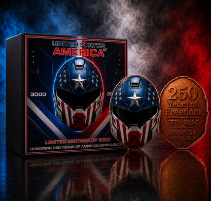 USA 250 Years Biker Helmet Colorized 3 oz Copper Medal (06/17)