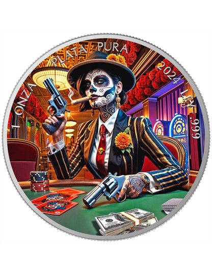 In Stock! GANGSTA Dia De Los Muertos 1 Oz Silver coin 1 Ounce Mexico 2024