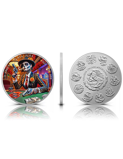In Stock! GANGSTA Dia De Los Muertos 1 Oz Silver coin 1 Ounce Mexico 2024