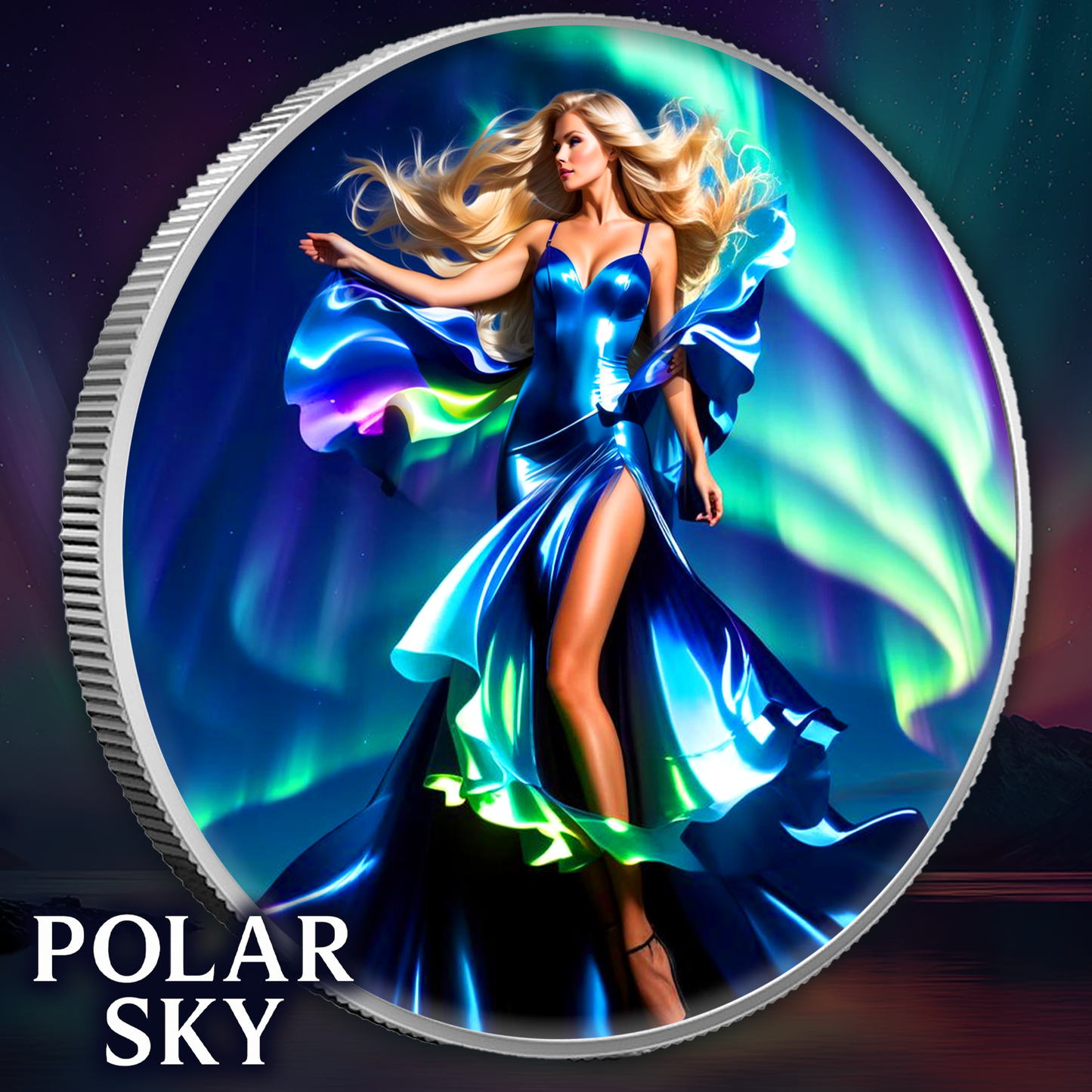 In Stock! 2025 Silver Eagle Aurora Polar Sky Colorized 1oz .999 Silver Coin