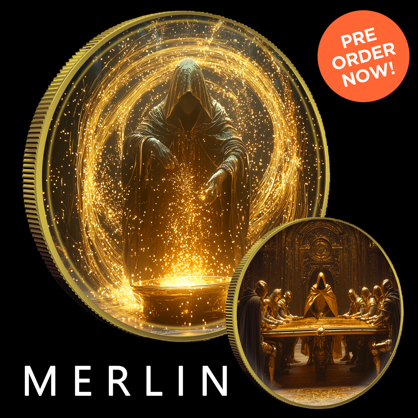 In Stock! 2024 Silver Eagle Merlin Gold Gild and Colorized 1oz .999 Silver Coin