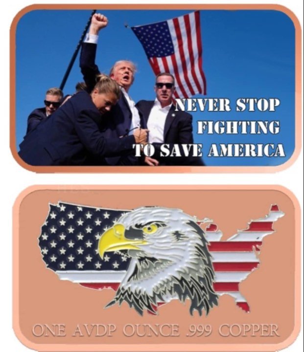 In Stock! 2024 Copper Trump Assassination Bar 1oz colorized .999 Silver