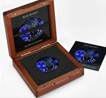 In Stock! 2024 Mexico Libertad Rhodium Dia De Los Muertos "Blue Silence" Colorized 1oz .999 Silver Coin
