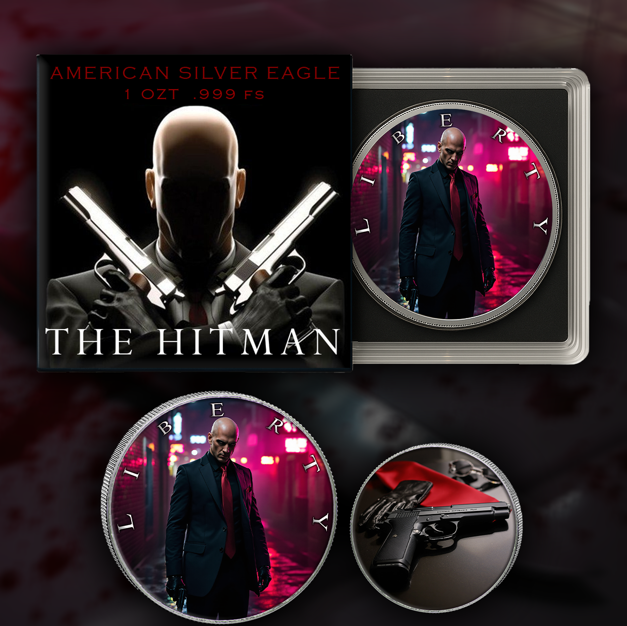 In Stock! 2024 Silver Eagle "The Hitman" 1oz Colorized .999 Silver Coin