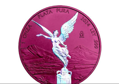 In Stock! 2024 Mexico Libertad Space Pink Holograph 1oz .999 Silver Coin