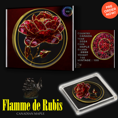 In Stock! 2024 Canada Maple Flamme de Ruis .9999 Silver 1oz Colorized Coin