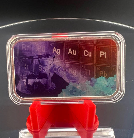 In Stock! Breaking Bad Colorized .999 Fine Silver Art Bar 1 Ounce Troy