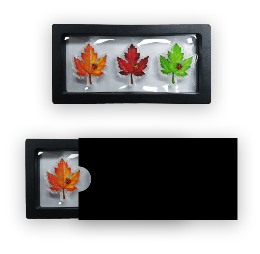 In Stock! 2025 Trio Leaves of Color 1.5g (per leaf) Shaped Stacker .999 Silver
