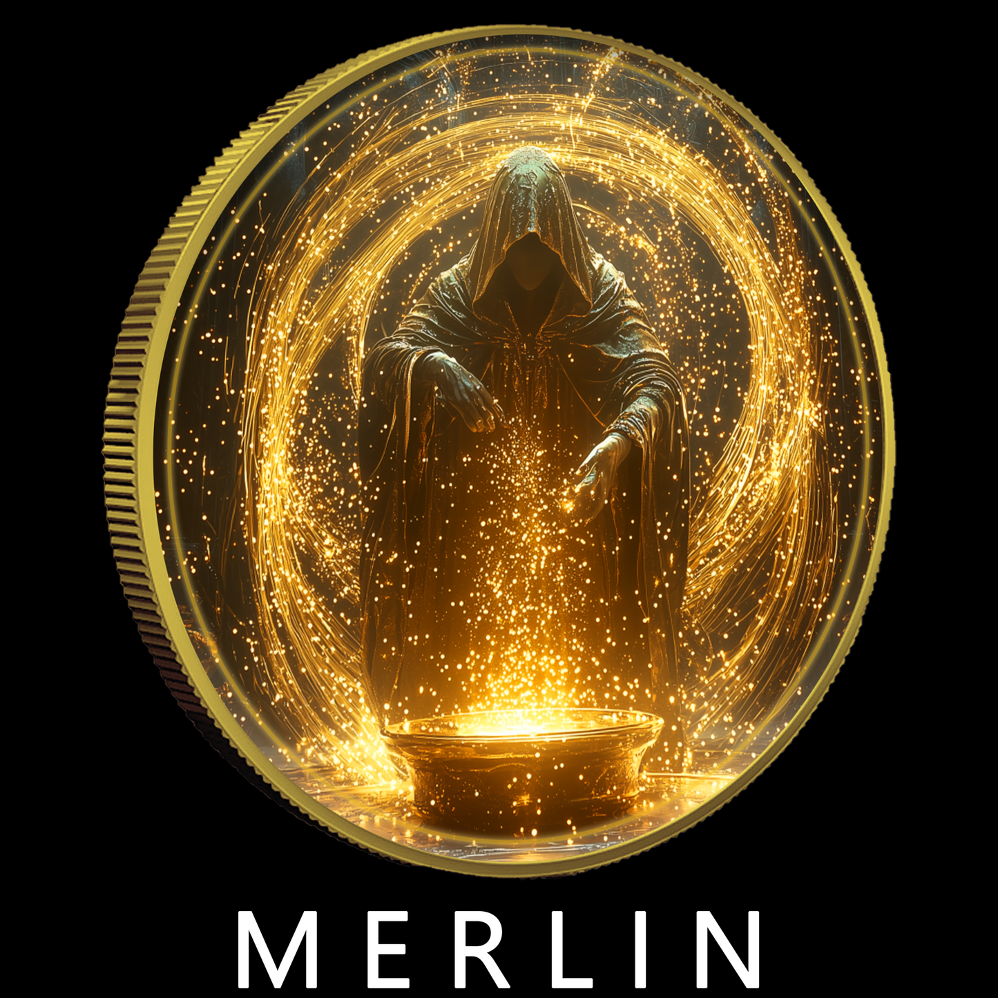 In Stock! 2024 Silver Eagle Merlin Gold Gild and Colorized 1oz .999 Silver Coin