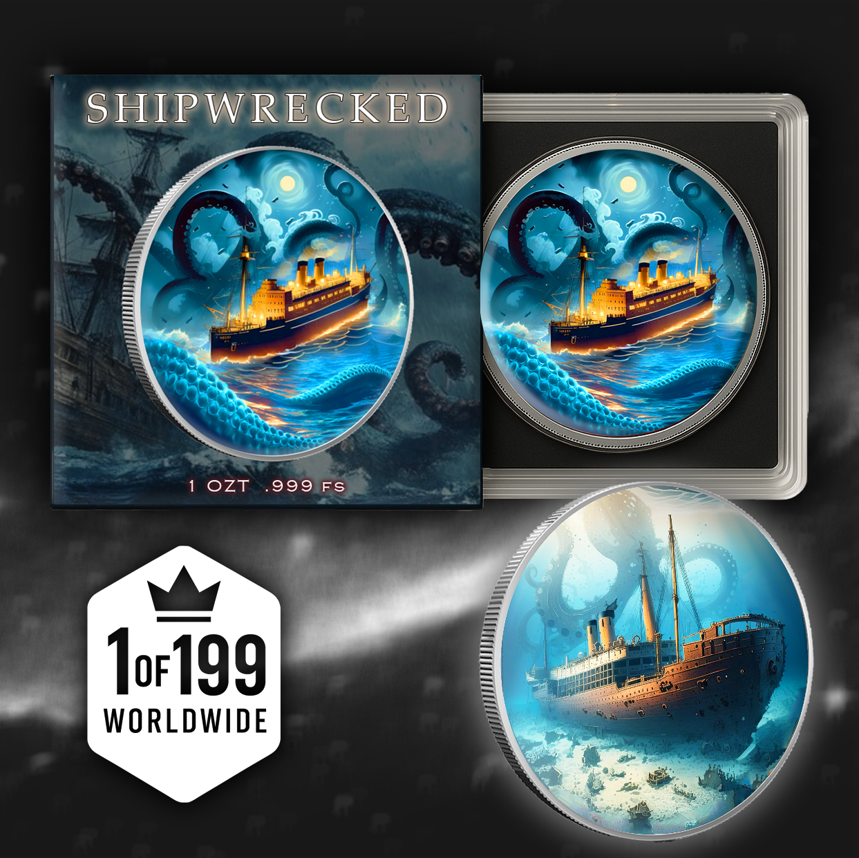 In Stock! 2025 Shipwrecked Tilawa 1oz .999  Silver Colorized Coin
