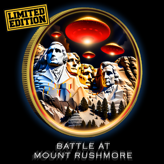 In Stock! Intaglio Colorized Battle at Mount Rushmore 1oz Gold Gilded Silver Medal .999 Silver