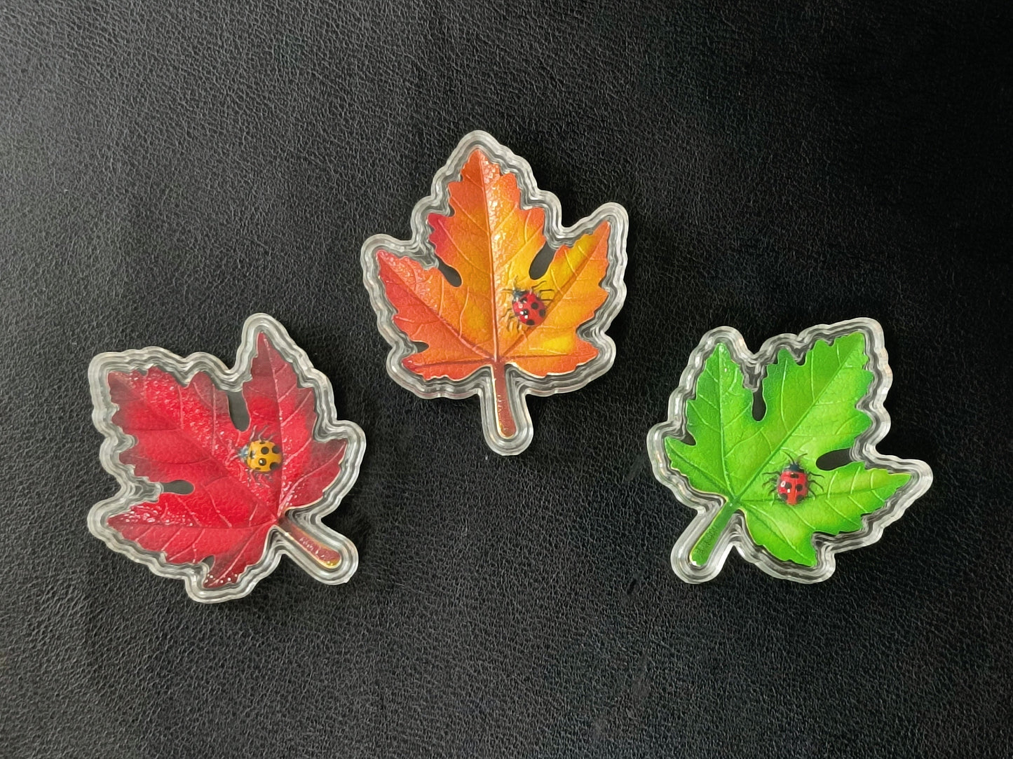 In Stock! 2025 Trio Leaves of Color 1.5g (per leaf) Shaped Stacker .999 Silver
