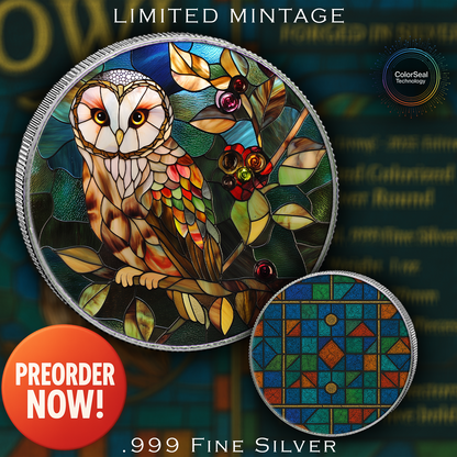 In Stock! 2025 Silver Eagle Mosaic Owl “Eyes of the Night” 1oz .999 Silver Coin