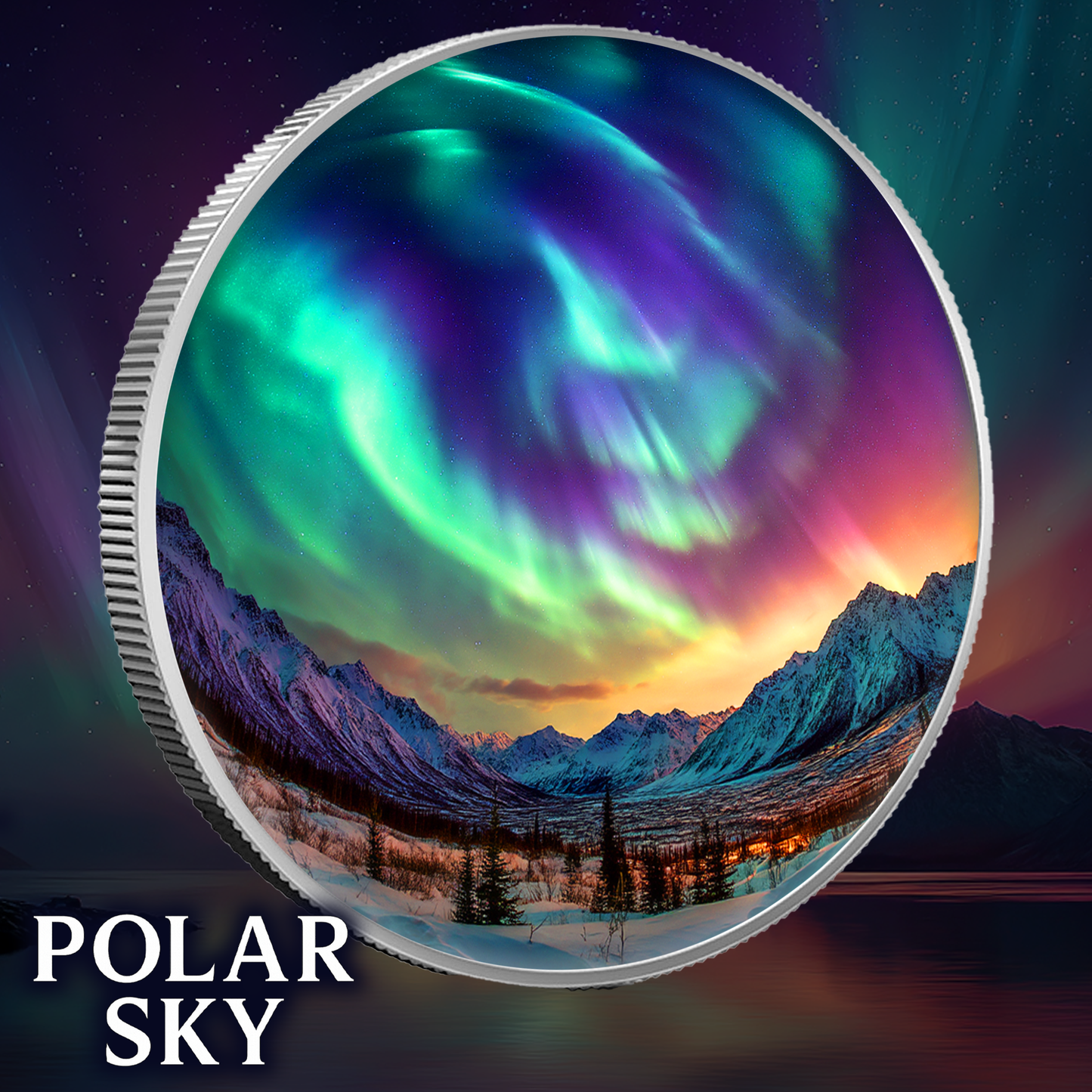 In Stock! 2025 Silver Eagle Aurora Polar Sky Colorized 1oz .999 Silver Coin