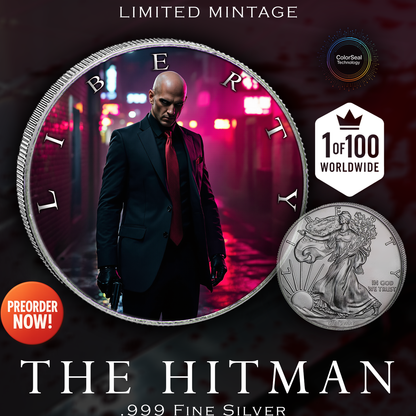 In Stock! 2024 Silver Eagle "The Hitman" 1oz Colorized .999 Silver Coin