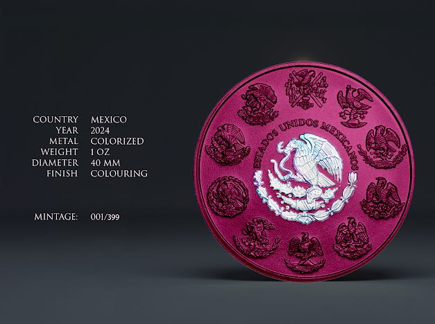 In Stock! 2024 Mexico Libertad Space Pink Holograph 1oz .999 Silver Coin