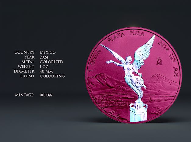 In Stock! 2024 Mexico Libertad Space Pink Holograph 1oz .999 Silver Coin