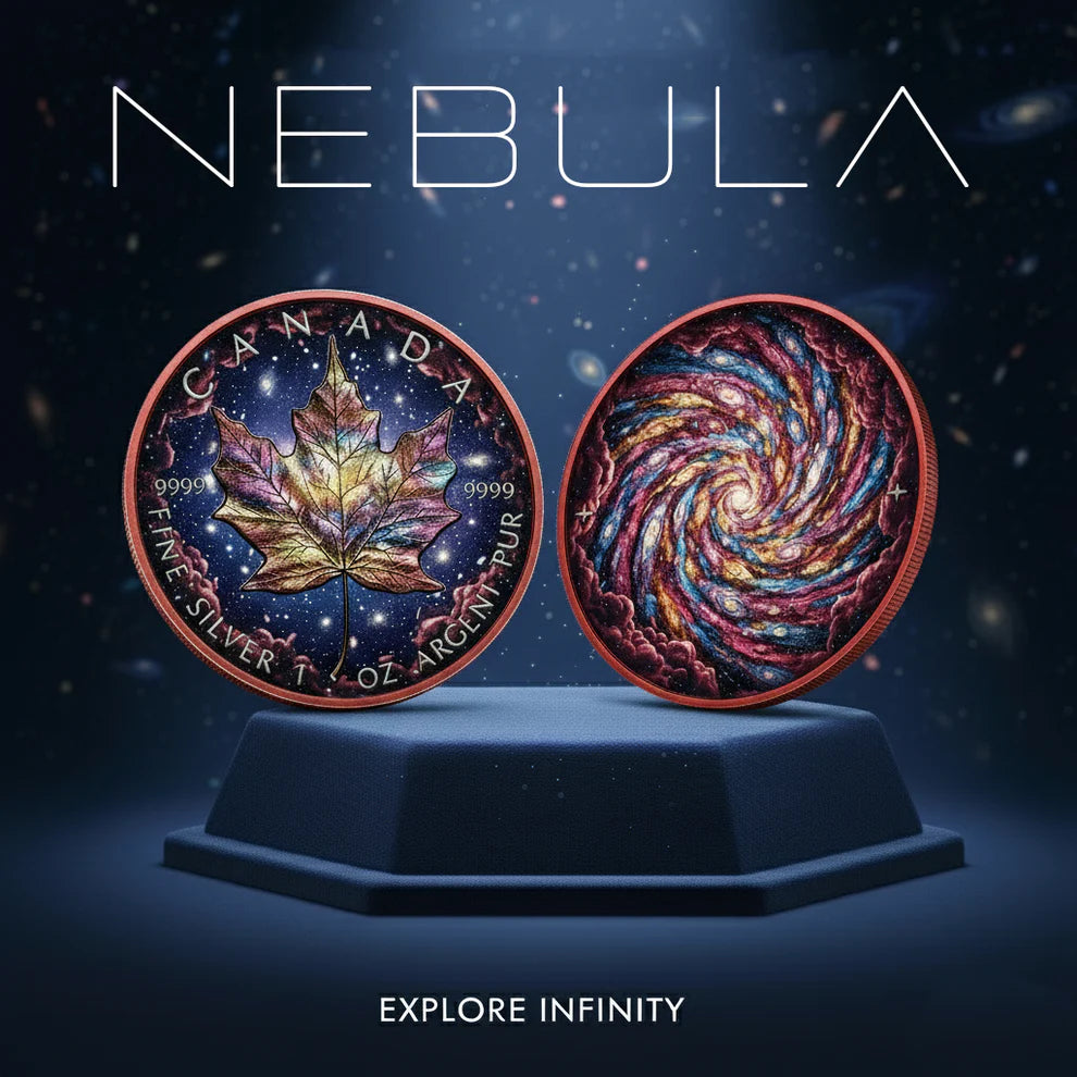 Pre-Sale: 2025 Canada Maple Colorized Nebula 1oz .9999 Silver Coin. 199 mintage.