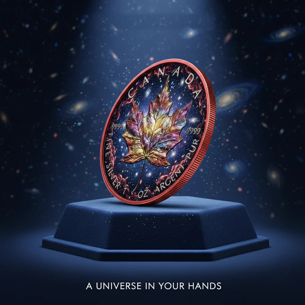Pre-Sale: 2025 Canada Maple Colorized Nebula 1oz .9999 Silver Coin. 199 mintage.