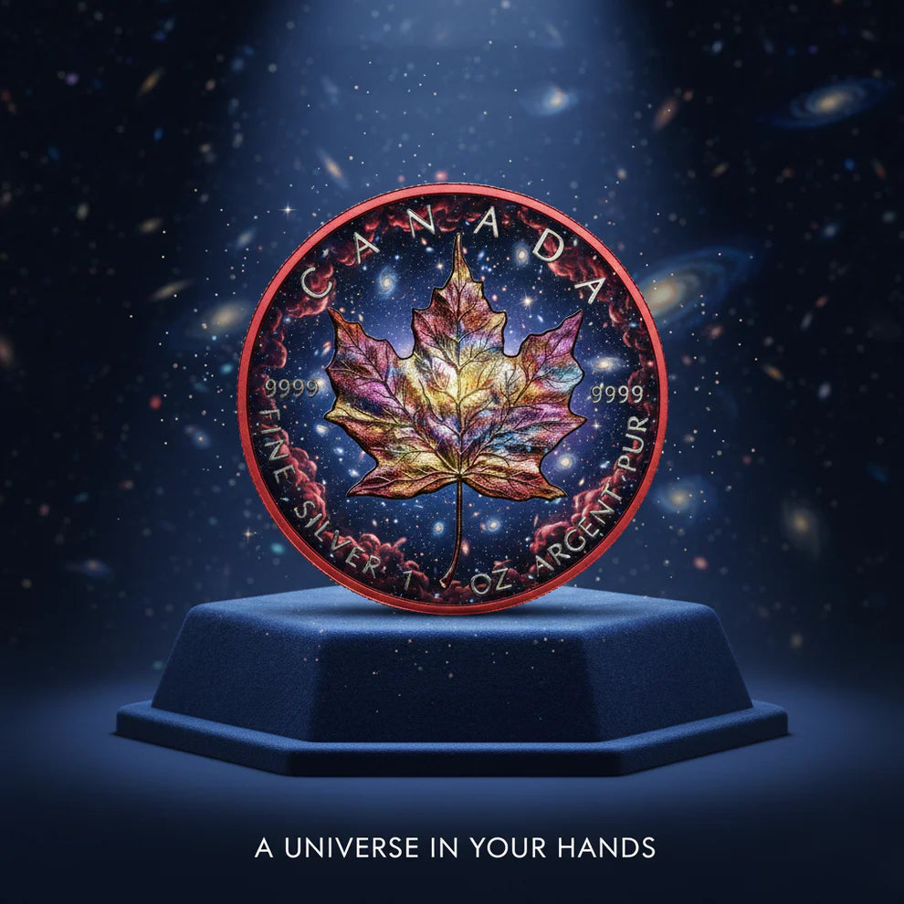 Pre-Sale: 2025 Canada Maple Colorized Nebula 1oz .9999 Silver Coin. 199 mintage.