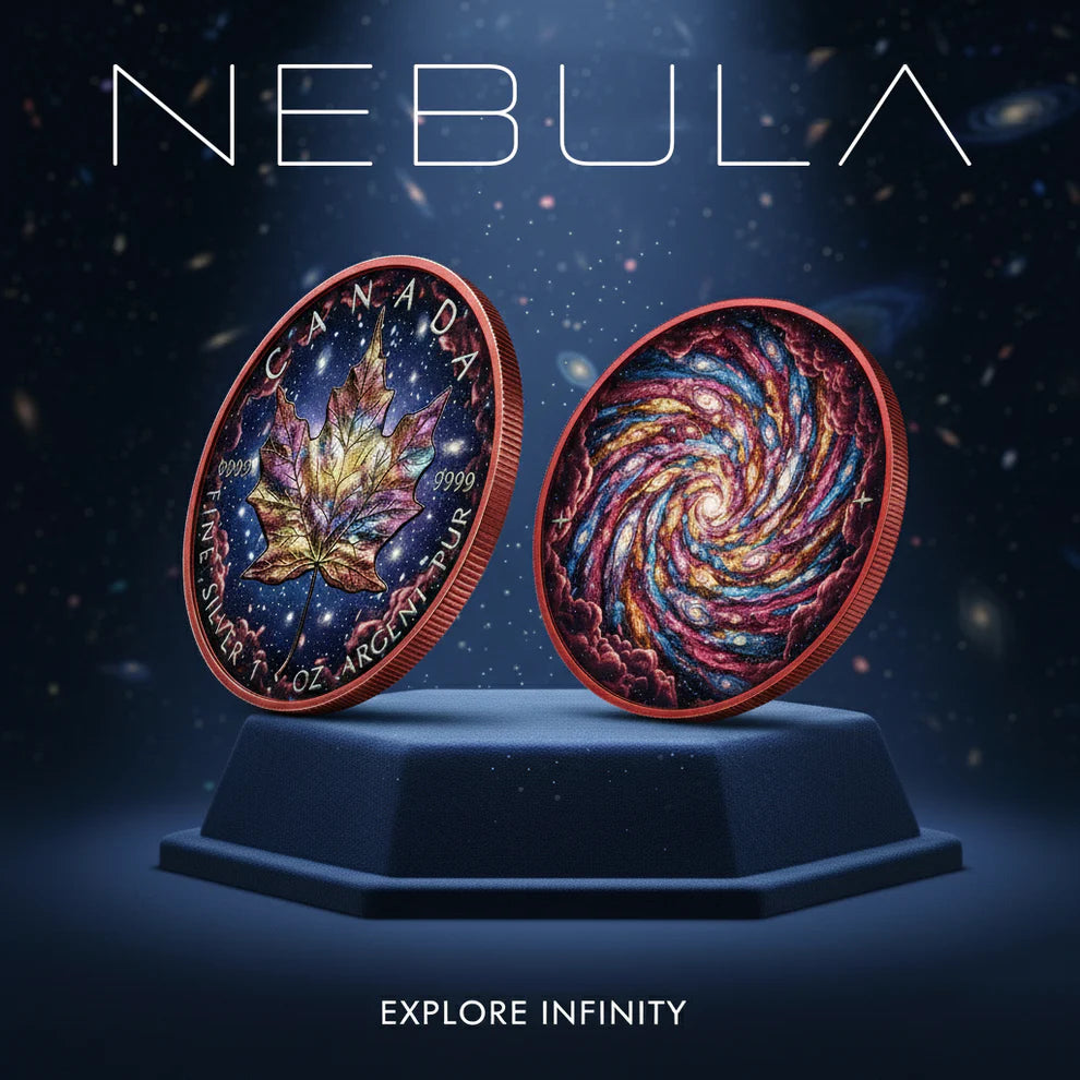 Pre-Sale: 2025 Canada Maple Colorized Nebula 1oz .9999 Silver Coin. 199 mintage.