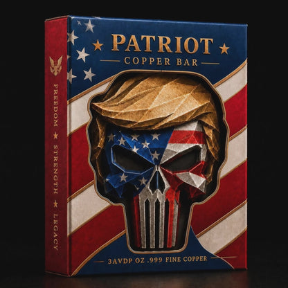 Video for 2026 Trump Patriot Skull Copper Bar – 3 AVDP oz .999 Fine Copper Collectible