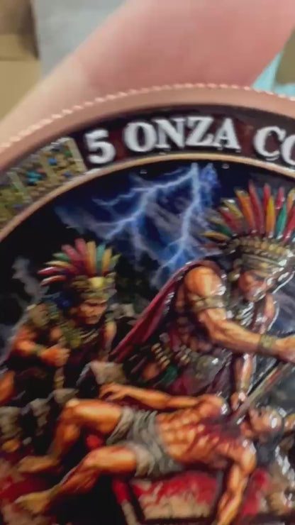 In Stock! Aztec Sacrifice Colorized 5 oz Copper Medal