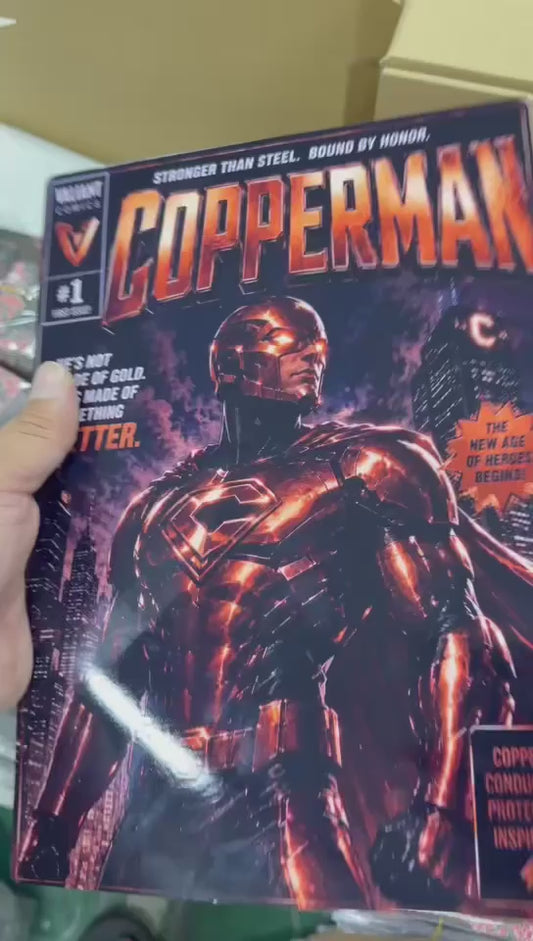 Watch video! HUGE! Copperman Comic Book 5 oz Copper Foil