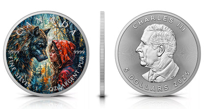 In Stock! 2025 Canada Maple Colorized Little Red .999 Silver