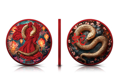 In Stock! 2025 Silver Eagle Colorized Space Red Year of the Wooden Snake 1oz .999 Silver Coin
