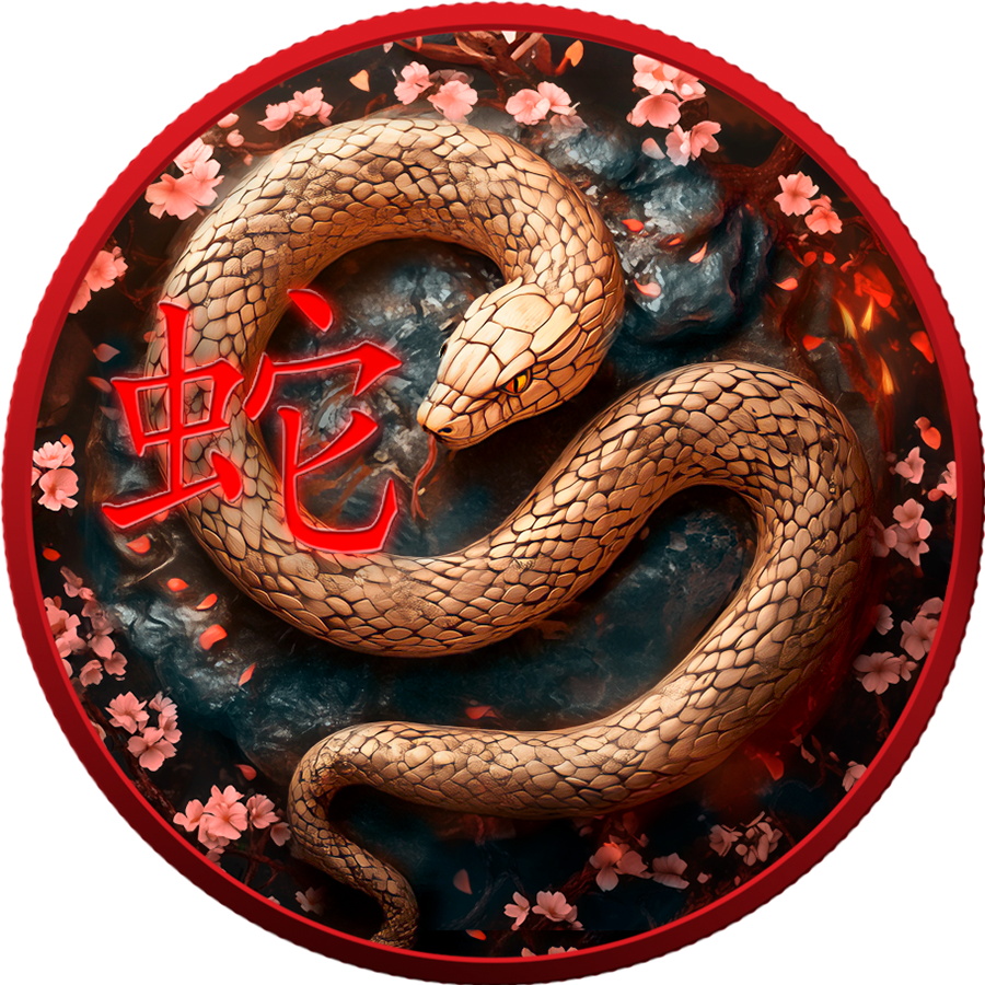 In Stock! 2025 Silver Eagle Colorized Space Red Year of the Wooden Snake 1oz .999 Silver Coin