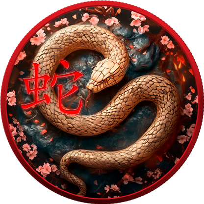 In Stock! 2025 Silver Eagle Colorized Space Red Year of the Wooden Snake 1oz .999 Silver Coin