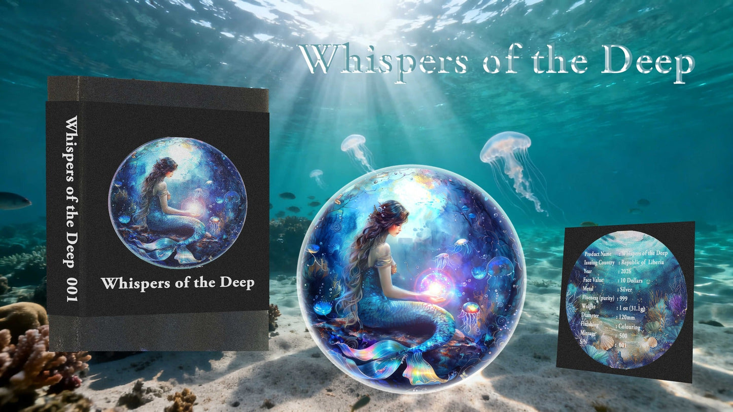 In Stock! 2026 Liberia Whispers of the Deep Mermaid 1 oz .999 silver Coin